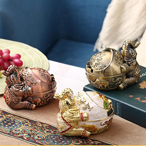 Losas Ash Tray with Lid Cigarette Holder Ashtray Indoor Outdoor Craft Decor Bronze