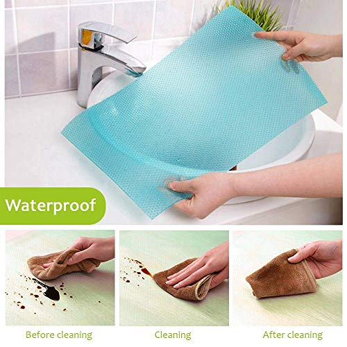 Axgo 4PCS Refrigerator Mats Waterproof Washable Kitchen Vegetables Fruits Fresh Pads, Blue