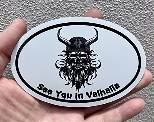 WickedGoodz Oval See You in Valhalla Magnet - Viking Magnetic Car Decal