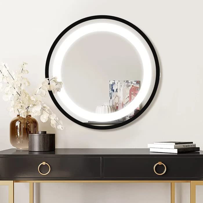 SmileSellers Led Mirror with Alloy Material Frame Round Glass Designed with 3 Light | Touch Sensor LED Mirror (24x24)