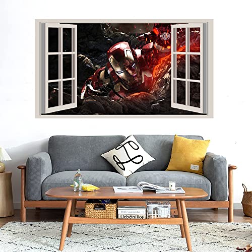 GADGETS WRAP Printed Wall Decal Sticker Fake Window Style Decal (90cm x 50cm) - Iron Man in Avengers Infinity war