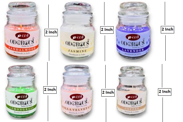 The Decor Affair Set of 6 Exquisite Fragrance Jar Artisanal Handcrafted Glass Tealight Candles, Scented Soy Candle Collection, Unique and Luxurious Home Fragrance Decor