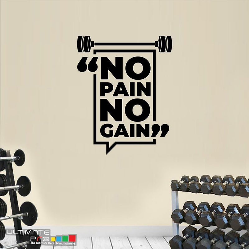 GADGETS WRAP Wall Decal Vinyl Sticker Cartoon Gym No Pain No Gain for Office Home Wall Decoration