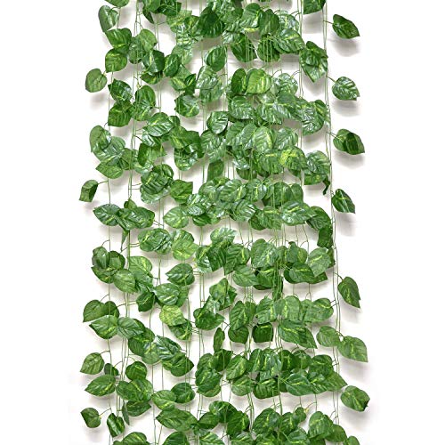 way2tech Home Decor Artificial Creeper Money Plant Leaf Garland | Wall Hanging | Special Occasion Decoration | Home Decor Party | Office (Pack of 18 Strings)