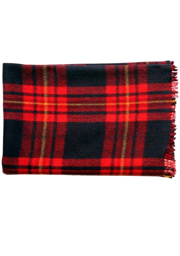 OMAJA HOME Luxury Kashmiri Marino Hoziery Pure Woolen Blanket Single Bed for Hotel/Guest House/Hospital Black and Red (Pack of 1)