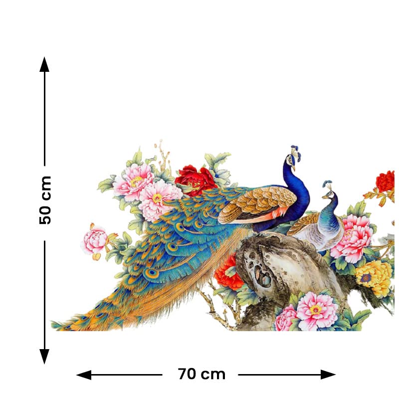 Royal Peacock Self Adhesive VinylWaterproof Decorative Wall Stickers for Hall, Bedroom, Kitchen and Furniture