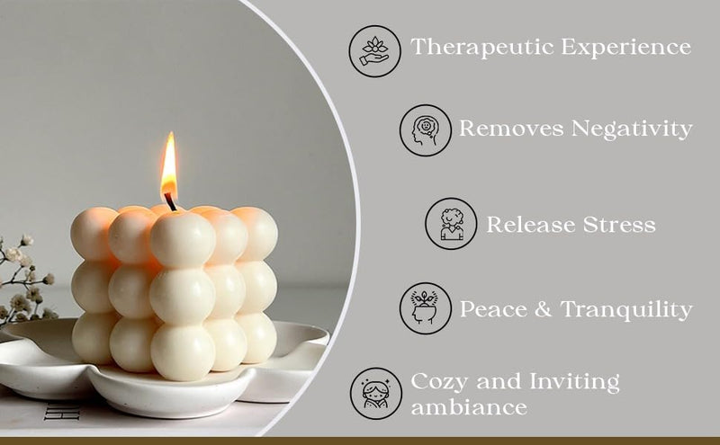 CANDLEVANNAH Aroma Scented Soy Wax Customize Candle,146gm, 15+ Hrs| Luxury Aroma Therapy with Triple Tone Bubble Design | Scented Candles for Home Decor Gift Set | Customize Colour & Scent.