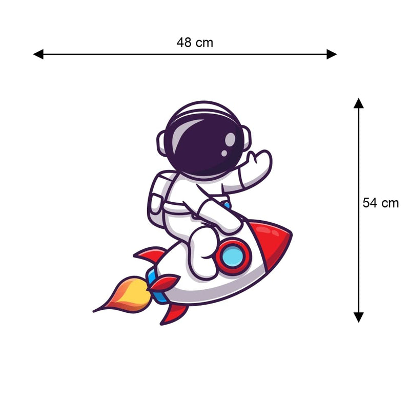 Wallstick Beautiful Astronaut Riding On a Rocket Decorative Vinyl Wallsticker (48 x 54 cm)