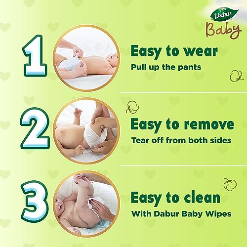 Dabur Baby Super Pants - XXL (22 pieces) | 15-25 kg | Baby Wipes Infused with Shea Butter & Vitamin E | Insta-Absorb Technology | Natural Skin Protection | NO Added Parabens & Fragrances