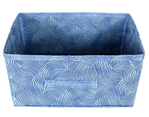 Kuber Industries Laheriya Print Non Woven Fabric Modular Closet Organizer Box with Handle for Cube Storage Units in Closet, Bedroom to Hold Clothing,T-Shirts,Leggings, Accessories (Blue)-KUBMART15985