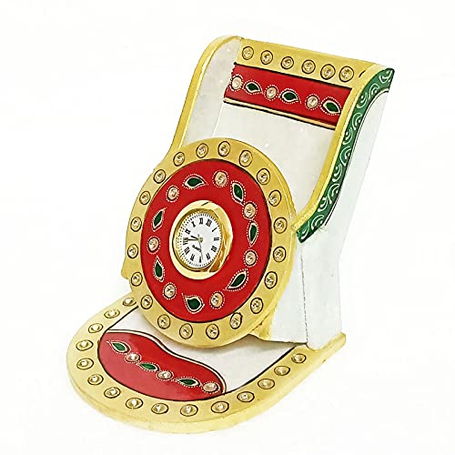 Handicraft Kingdom Mobile Holder for Bedroom | Cell Phone Desktop Stand with Inbuilt Small Clock for Kitchen Living Room & Office Table | Approx Size (4.5 Inch) & Wt (1150 Gm) Pack of 2