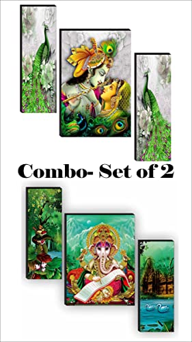 SAF Religious Radhe Krishna UV Textured Painting Set of 3 (18 Inch X 12 Inch, Multicolour, SANFJM31085) Synthetic Figures, Religion, Flowers Wall Painting (Modern, 12 Inch X 18 Inch)