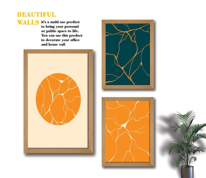 SAF paintings Set of 3 Modern Art Premium Brown frame painting for Wall Decoration SA-B45M1K2