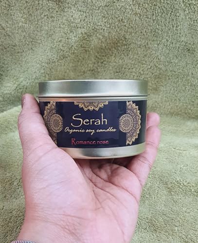 Serah Organic 200 ML Rose-Scented Soy Candles - Handpoured, Double Wick, Infused with Dried Rose Petals - Ideal for Rose Day and Valentine's Day - Elegant Gift for Love