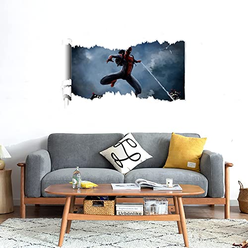 GADGETS WRAP Printed Wall Decal Sticker Scratched Paper Style Wall Decal (90cm x 50cm) - Spider Jump