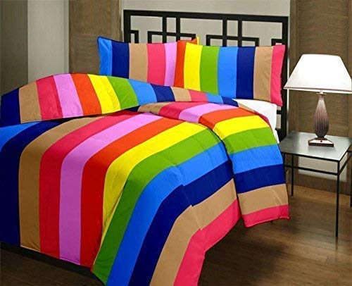 WONDERLOOK 100% Reversible Single Bed AC Blanket/Dohar/Combo Set of 2 Pc (Rainbow Colors Print)