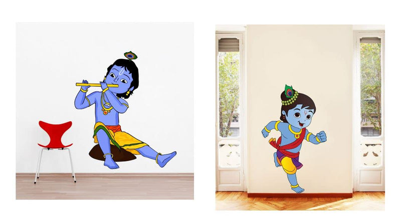 Delight Art LittleTwo Shree Krishna Design Wall Sticker Size - ( 58*54 ) cm Model id - ( DAMC00805L )