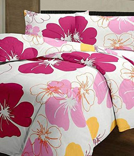 HANUMANT Poly Cotton Flower Printed Reversible Single Bed Comforter Dohar/Blanket/Quilt (Multicolour) (Big Pink, Single Bed)