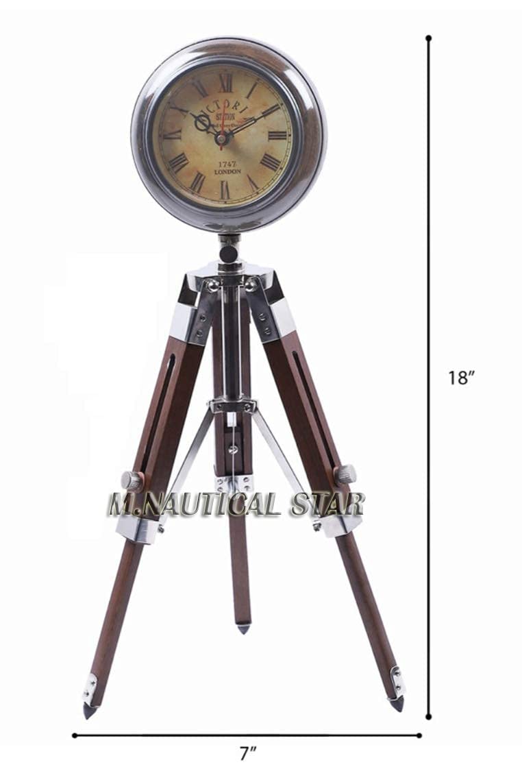 M.Nautical Star Victoria Tripod Clock Retro Style Stand Clock Handmade Clock