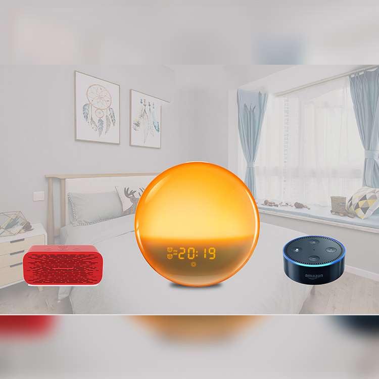 arcnics Polycarbonate-Smart Wifi Sunrise Wake Up Light With Alarm Clock For Bedroom/Bedside Table,Living Room With Fm Radio,Sunrise/Sunset Simulation,4 Alarm Functions,Snooze,7 Colors,7 Natural Sound