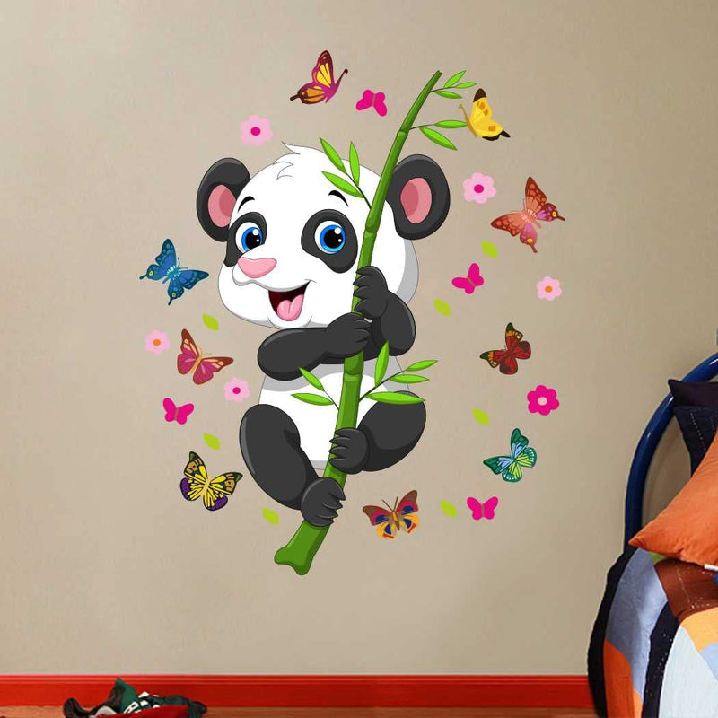 Delight Art Beautiful Pandas and Butterfly Design Wall Sticker Size - (47 * 58) cm