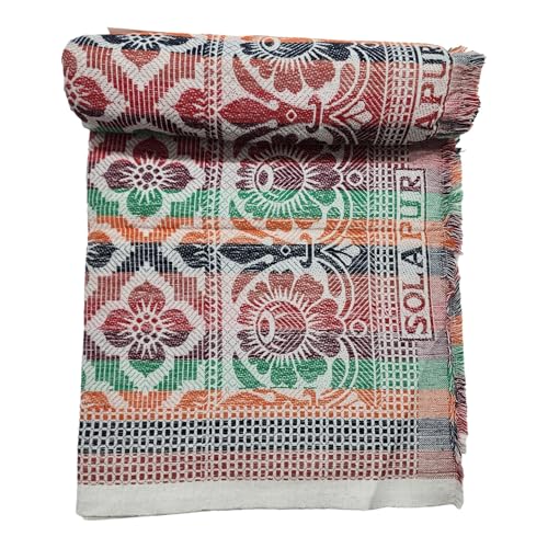 AMBIKA Stores Cotton Single Size 300 TC Solapur Chaddar Blanket, Multy Colour, Pack of 1, Skinfriendly