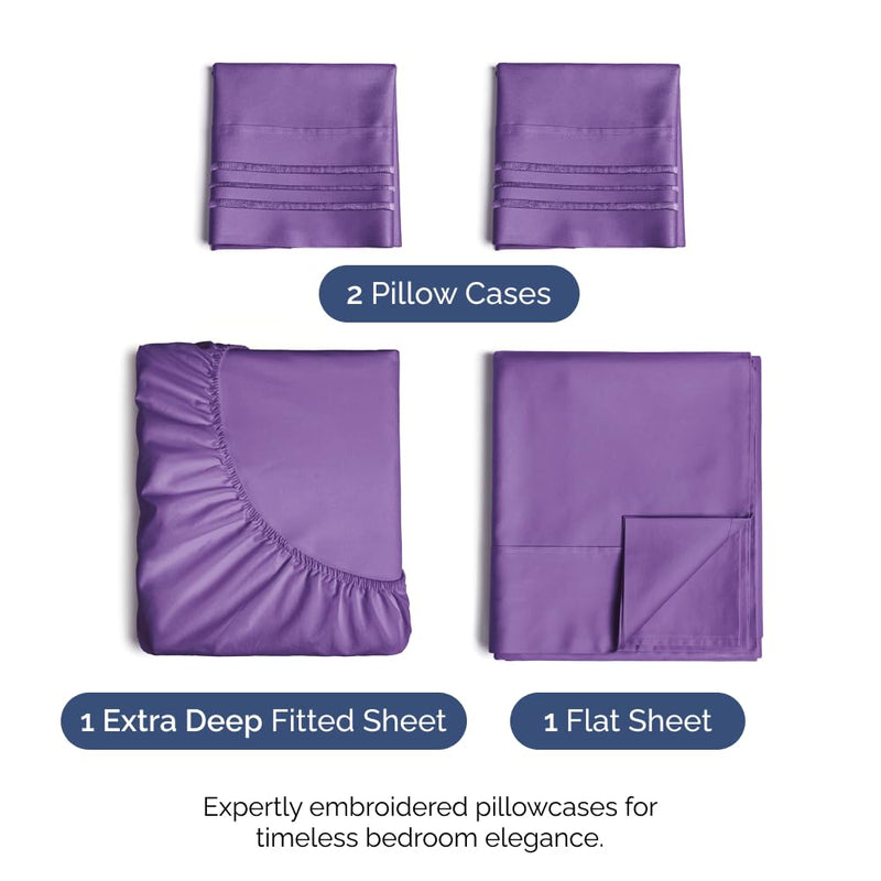 Extra Deep Pocket Sheets - 4 Piece Sheet Set - Cal King Size Sheets Deep Pocket - Extra Deep Bed Sheets - Deep California King Fitted Sheet Set - Super and Ultra Deep Sheets - for Extra Deep Mattress