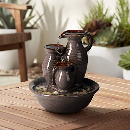 Triple Jug Indoor-Outdoor Tabletop Fountain by John Timberland