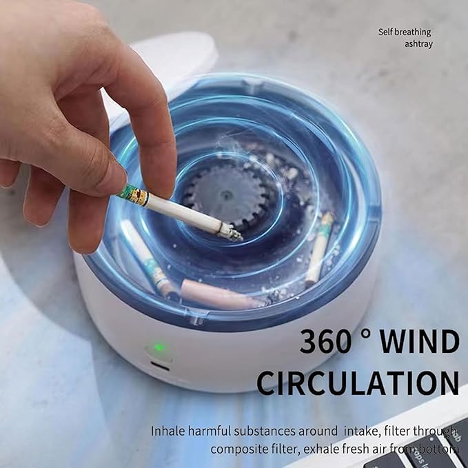 GNOLY Multifunctional Smokeless Ashtray for Office, Indoor Outdoor Self Extinguishing Ashtray 2 in 1 Air Purifier for Home, Car, Living Room