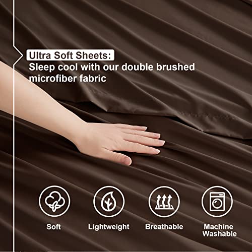 RV/Short Queen , Chocolate Brown : Bed Sheet Bedding Set, RV Short Queen, Brown, 100% Soft Brushed Microfiber Fabric Deep Pocket Fitted Sheet, 1800 Luxury Bedding Collection, Hypoallergenic & Wrinkle Free Bedroom Linen Set