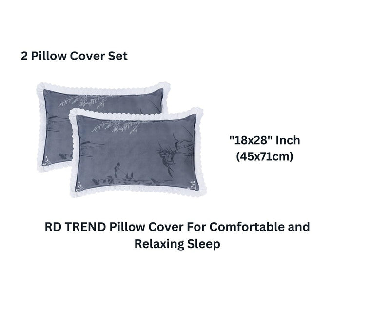 RD TREND® Presents Luxurious Glace Cotton Super Soft 210 TC (78X72X8 Inch) 360° Elastic bedsheets for King Size Bed with 2 Pillow Covers (18X28 Inch) (Grey, King)