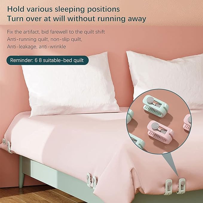 Kiroolpa Duvet Cover Clips, 5 Pcs Sheet Clips for Bedding, Bedsheet Holding Clips, Non-Slip Duvet Insert Anti-Movement Bed Quilt Clamps for Bedding Accessories