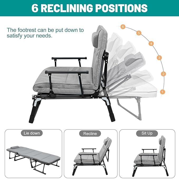 waqif Camping Stretcher | Portable Guest Cot | Lounger for Outdoor and Indoor | Extra Wide Heavy Duty Portable Camp Bed | Folding Camping Bed | Supports up to 150 kg