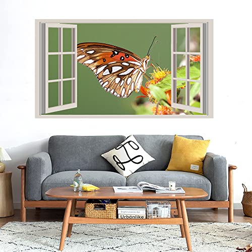 GADGETS WRAP Printed Wall Decal Sticker Fake Window Style Decal (90cm x 50cm) - Macro Butterfly