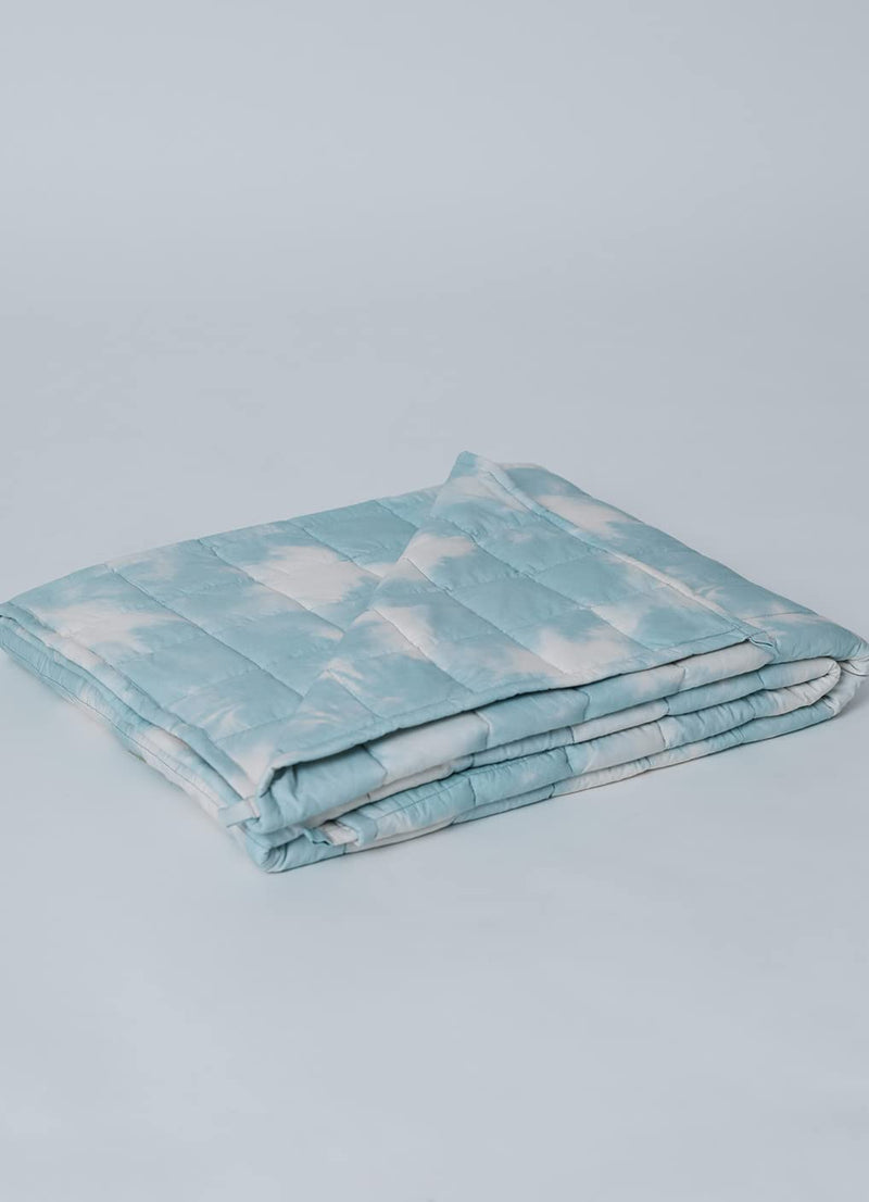 TuckedIn | All Season Blanket | Sky Blue dye - Cotton Weighted Blanket | Cotton Material Filled with High Density Glass Beads | Anxiety Blanket | Standard Size (50" x 75")