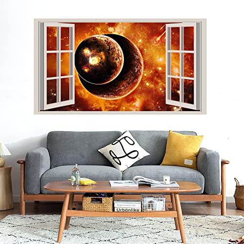 GADGETS WRAP Printed Wall Decal Sticker Fake Window Style Decal (90cm x 50cm) - Planets Universe 6