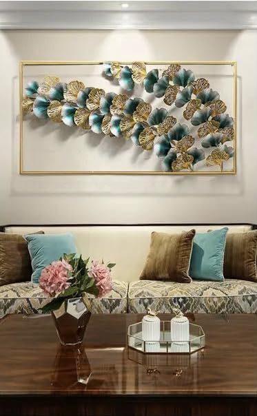 ZOVE Metal Wall Decor Luxury Leaf Design Perfect for Living Room/Hotel/Restaurant/Bedroom/Drawing Room (45 x 24 INCH)