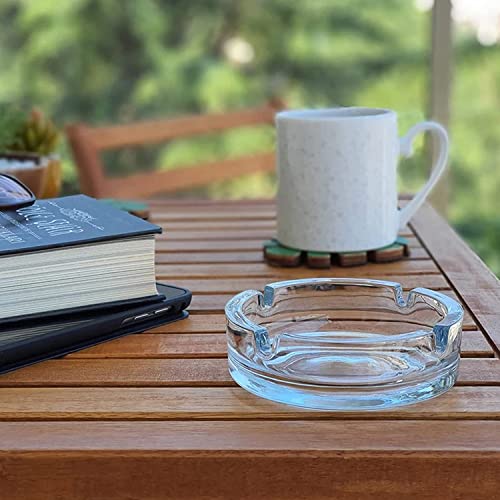 SOARICATE Glass Classic Crystal Quality Cigar Cigarette Ashtray Round Tabletop for Home Office Indoor Outdoor Home Decor