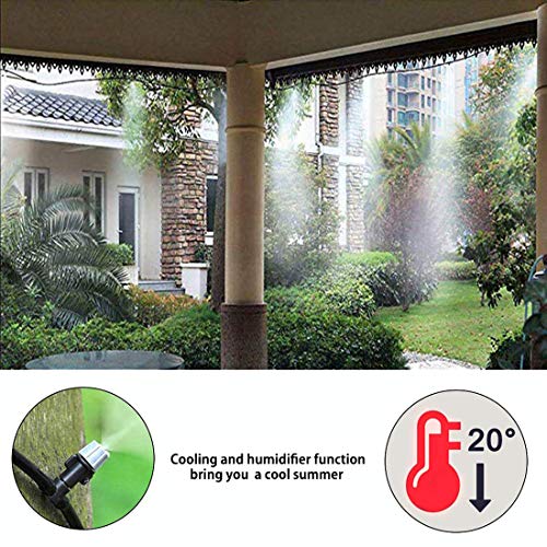 DIY Crafts Water Misting Cooling System Mist Sprinkler Nozzle Outdoor Garden Patio Greenhouse Plants Spray Hose Watering Kit (8 Pcs Misting Kit, Multi Included Pipe + Faucet Connector + Accessory)