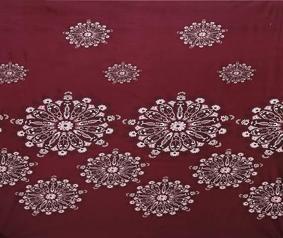 ELMORA Glace Cotton 210 TC Elastic Fitted Bedsheet King Size Bed with 2 Pillow Cover Soft Glace Cotton Bed Cover in Fitted Bedsheet (Size 78x72x8 Inch) (Maroon Charkha)