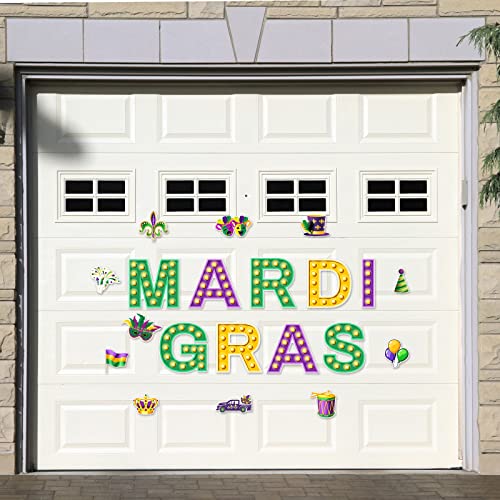 TOODOO 20 Pieces Mardi Gras Garage Door Magnets Outdoor Magnets Refrigerator Decal Magnetic Stickers Car Mask Magnets for Mardi Gras Fridge Garage Door Fridge Party Supplies