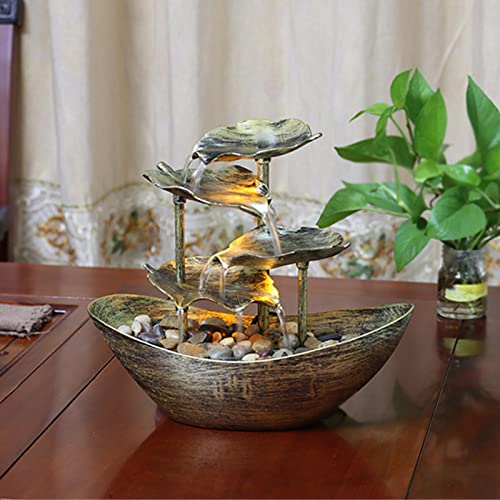 ‎Losa Relaxation Indoor Tabletop Fountain LED Light for Garden Desktop Decoration Golden