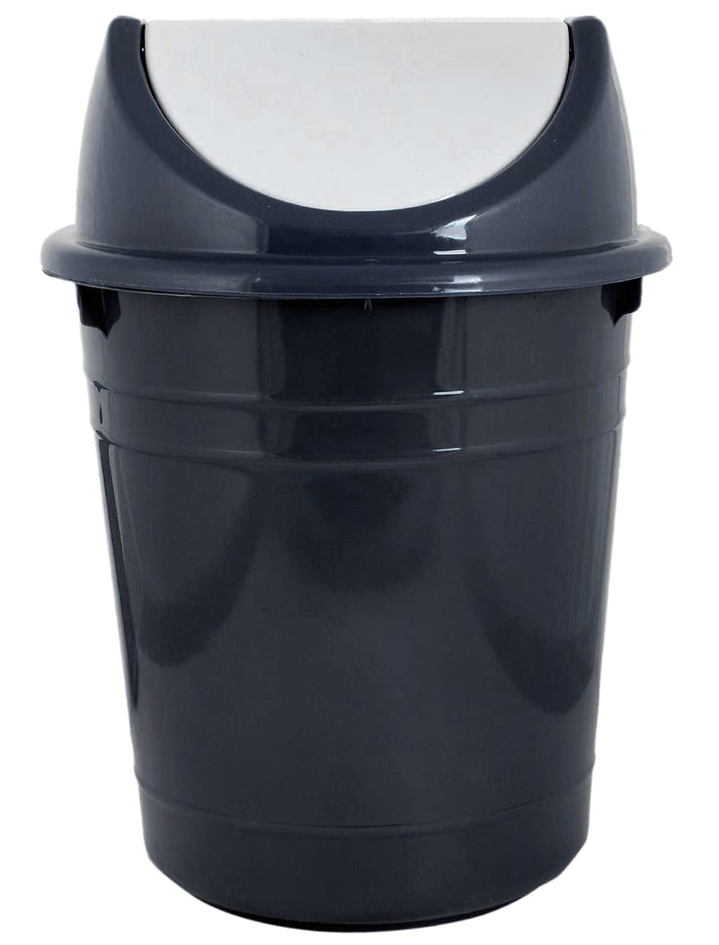 Kuber Industries Plastic Dustbin With Swing Lid, Trashbin, Wastebin For Kitchen, Bathroom, Office Use, 10 Liter (Black)-47KM0870