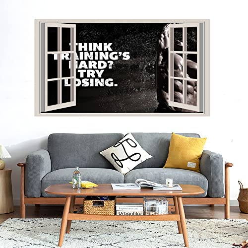 GADGETS WRAP Printed Wall Decal Sticker Fake Window Style Decal (90cm x 50cm) - Training's Hard