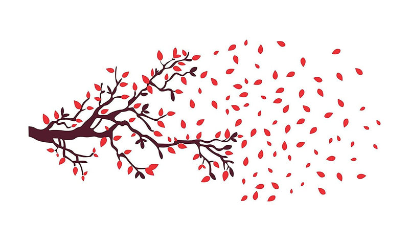 Sticker Cart™ Red Leaves Floral Tree Sticker | Wall Sticker for Living Room/Bedroom/Office and All Decorative Stickers