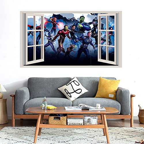 GADGETS WRAP Printed Wall Decal Sticker Fake Window Style Decal (90cm x 50cm) - Avengers End Game Team9