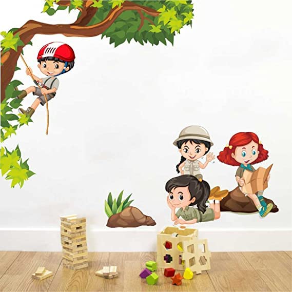 HS Decor ' Kids Activity ' (Material - PVC Vinyl Matte Finish, Wall Coverage Area - Height 85cm X Width 100cm) ( Pack of 1) Wall Sticker