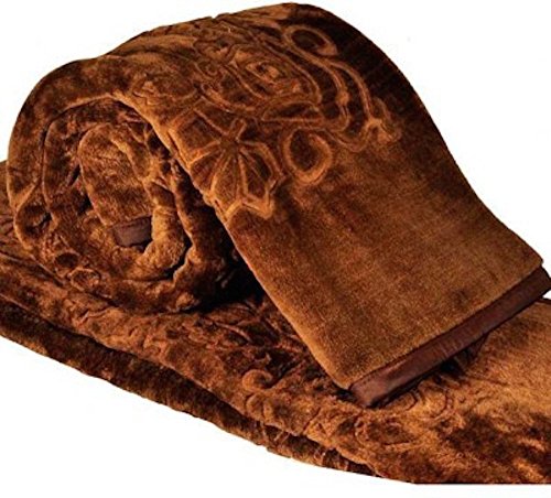 Nivasam Luxury Mink Floral Double Bed Blanket Emboss Blanket Light Weight Super Soft All Season Ac Winter (Brown, Double Bed)