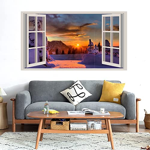 GADGETS WRAP Printed Wall Decal Sticker Fake Window Style Decal (90cm x 50cm) - Winter Simon