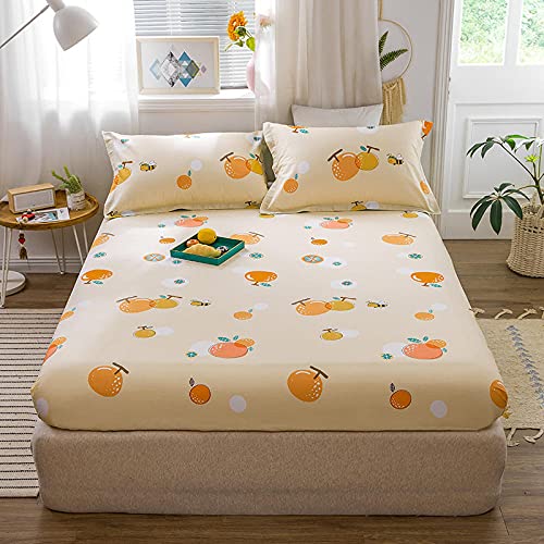 Fitted Sheet 1PCS 100% Cotton Long Staple Combed Pure Natural Cotton Sheet Soft & Silky Sateen Weave with Elastic All Around - Fits Mattress Upto 9.8 inches